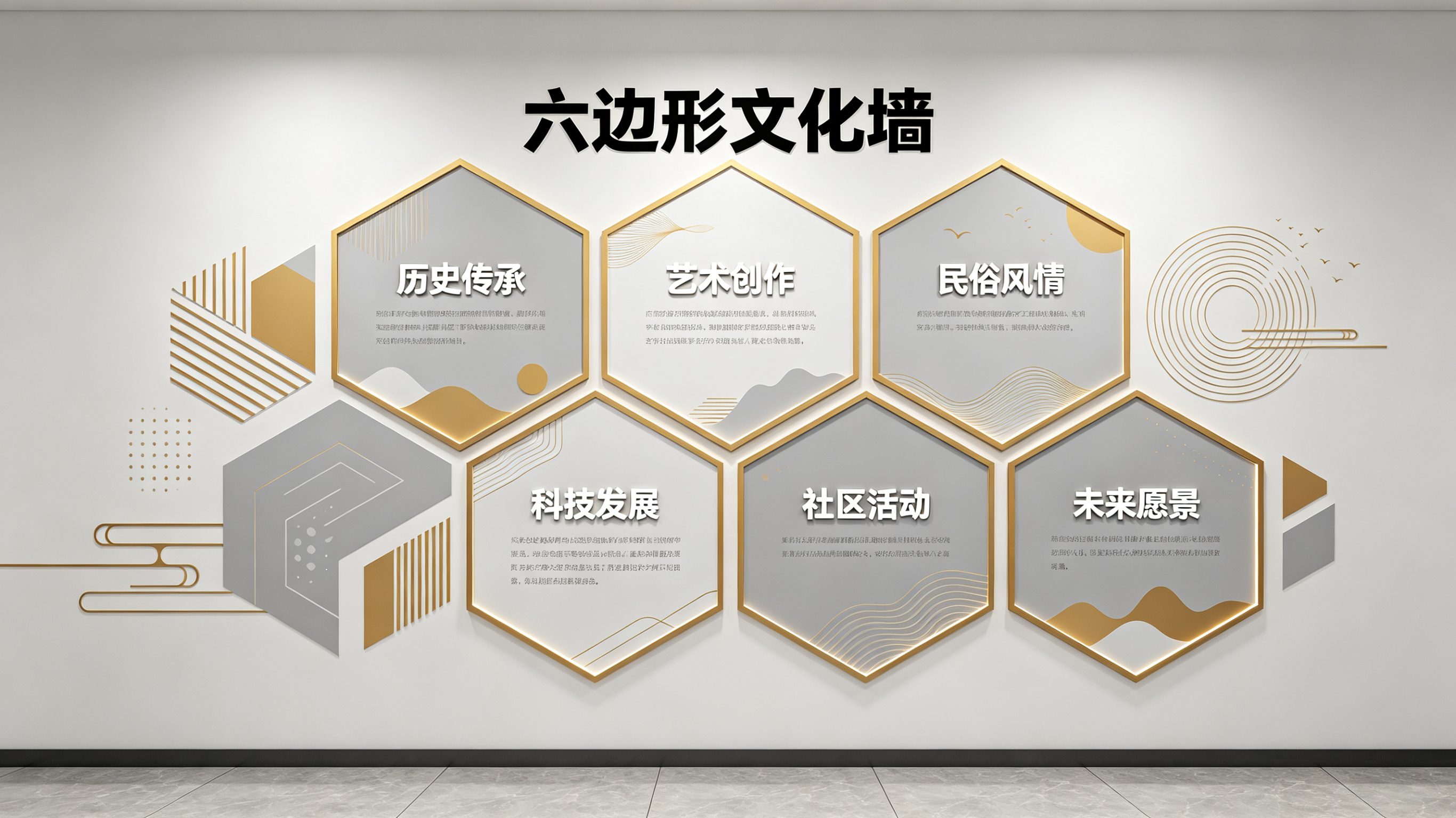  泾阳企业文化墙 | 六边形信息美学